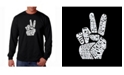 LA Pop Art Men's Word Art Long Sleeve T-Shirt - Peace Fingers